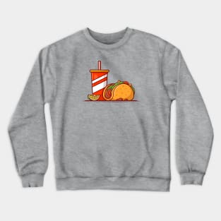 Taco Mexican Food with Lemonade Cartoon Vector Icon Illustration Crewneck Sweatshirt